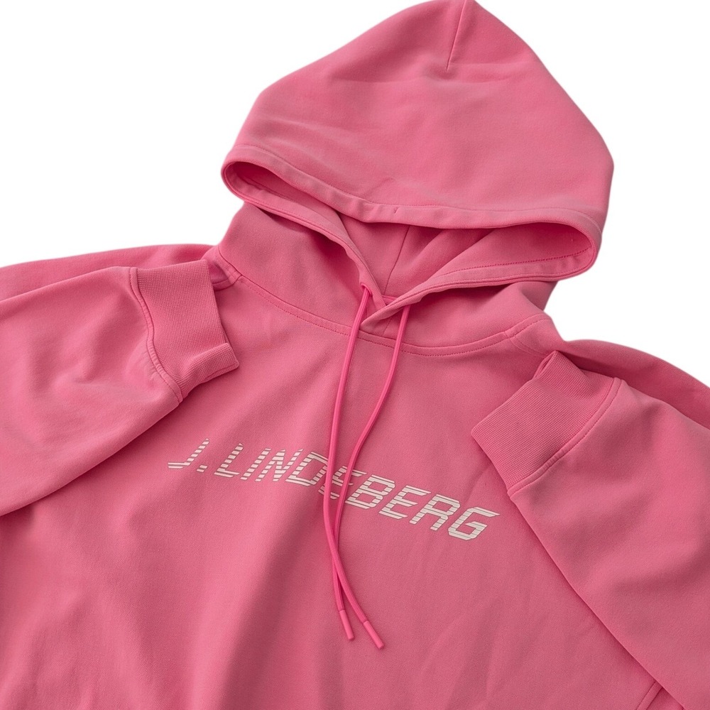 J.Lindeberg Dawn Hoodie Womens S Pink Logo Pullover Cotton Blend Sweatshirt